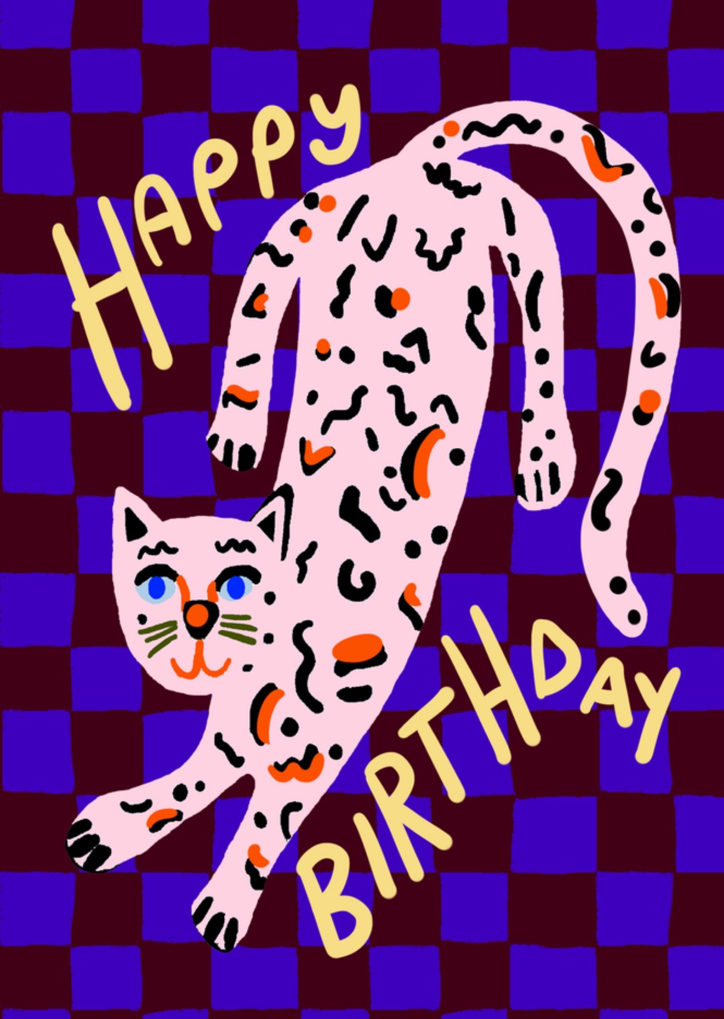 Verjaardagskaart Happy Birthday Illustrated Cat Kaart Eleanor Bowmer