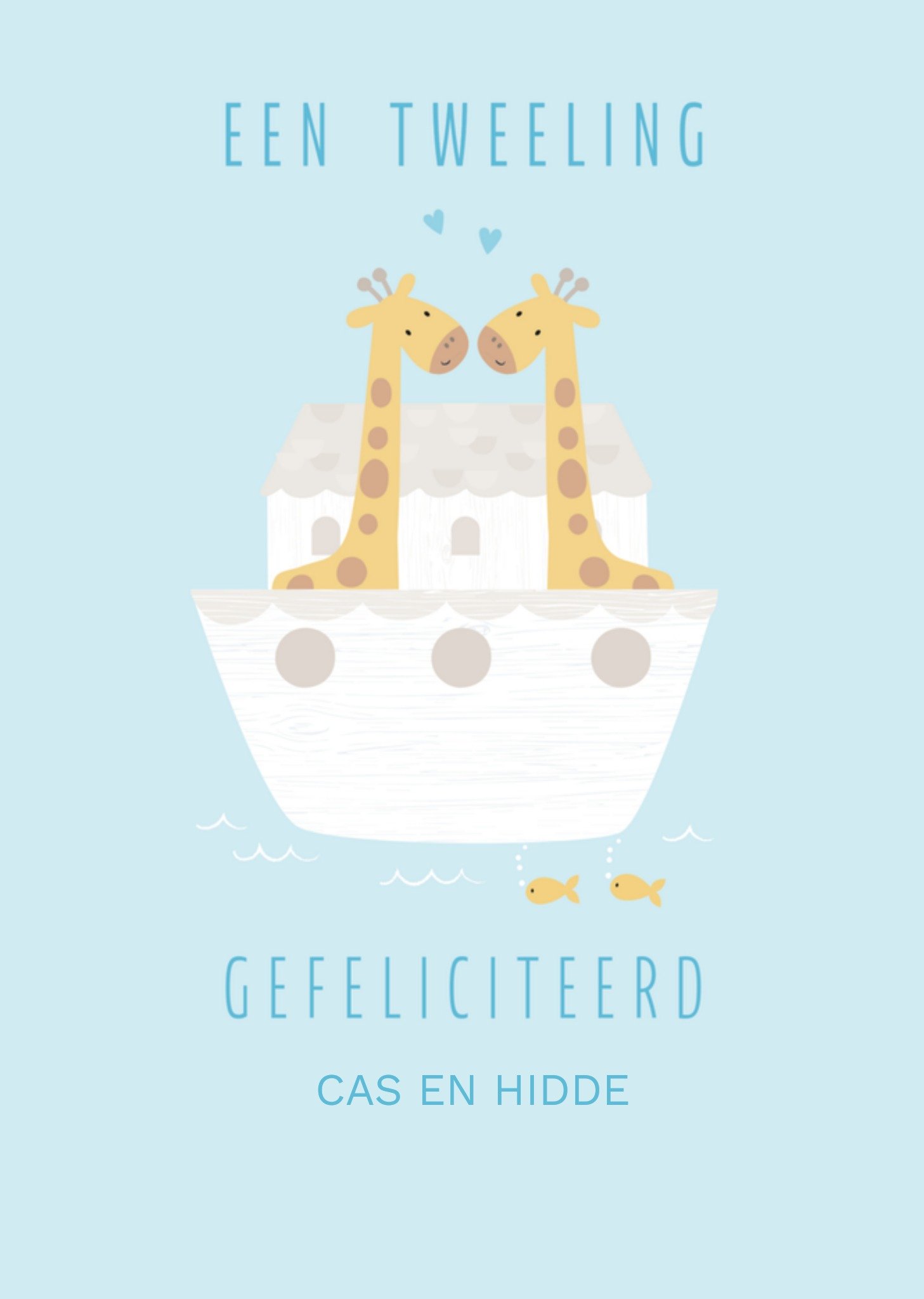 Geboortekaart Tweeling Giraf Kaart Klara Hawkins