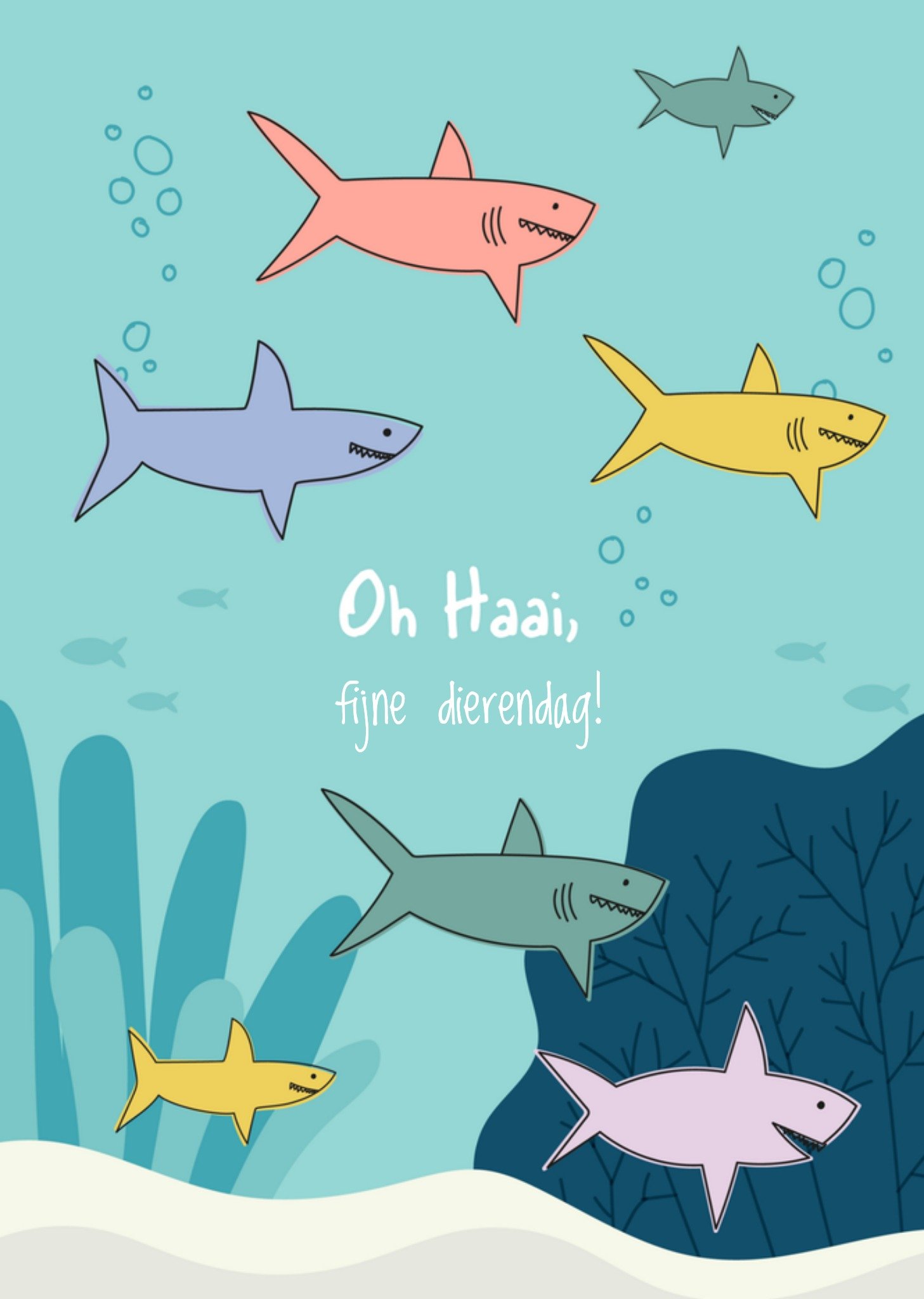 Dierendag kaart Illustratie Haai Kaart Greetz