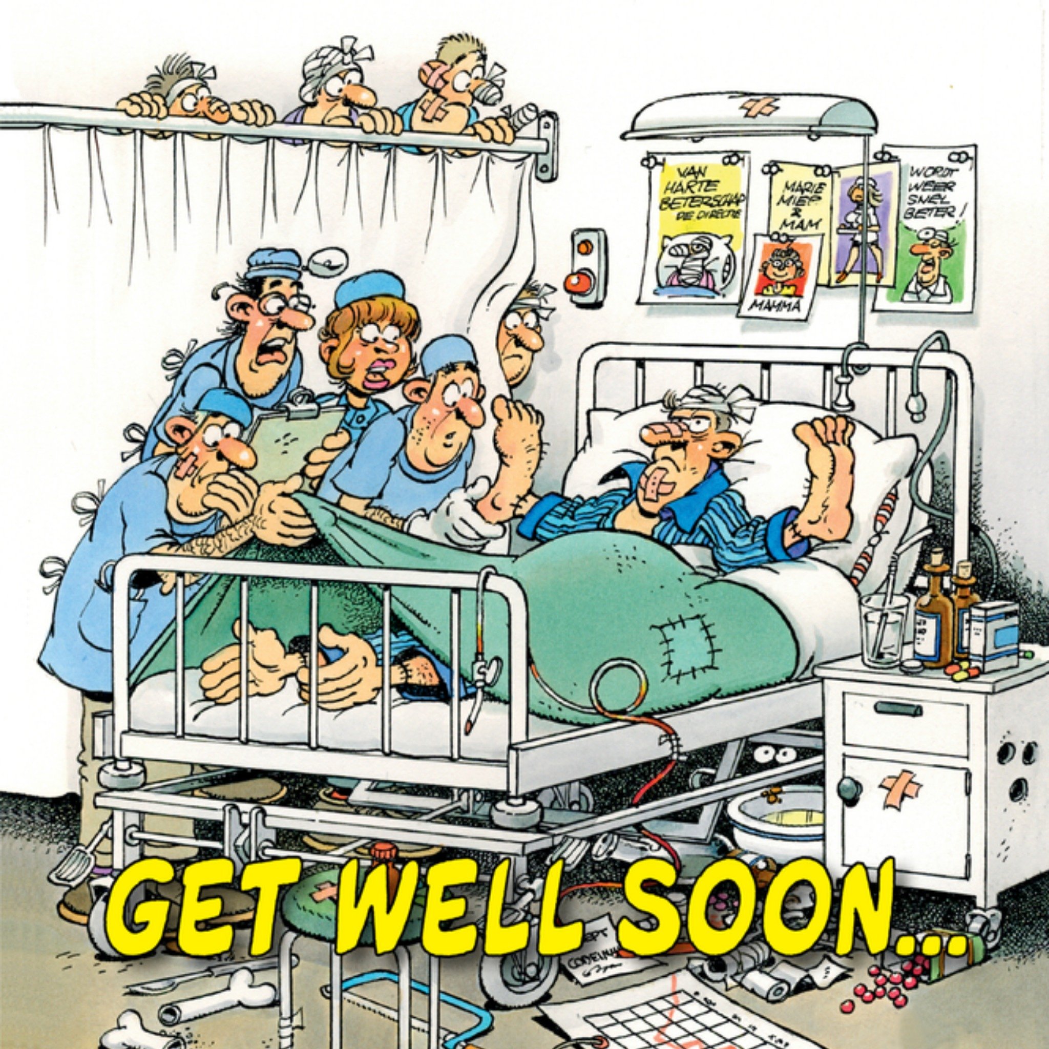 Beterschapskaart Illustratie van het ziekenhuis Vierkante Kaart Jan van Haasteren