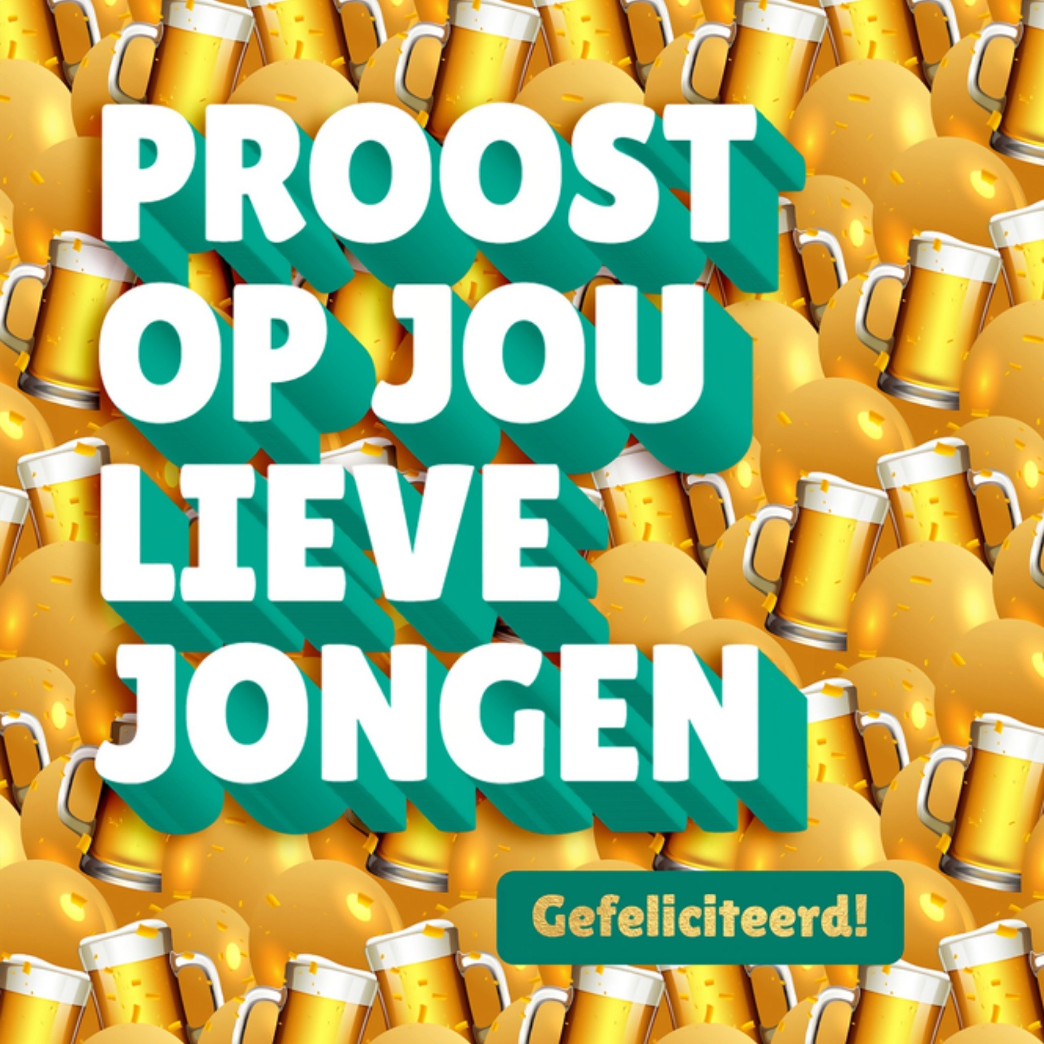 Verjaardagskaart Bier Proost Jongen Vierkante Kaart Love Repeat