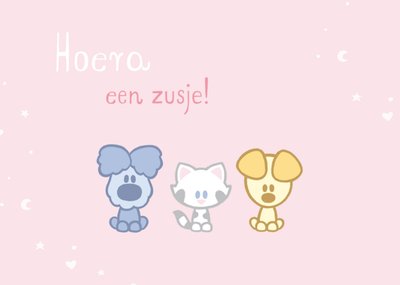 Woezel en Pip | Geboortekaart | Hoera een zusje