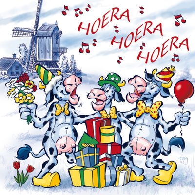 Geïllustreerde Koeien Verjaardag Kaart