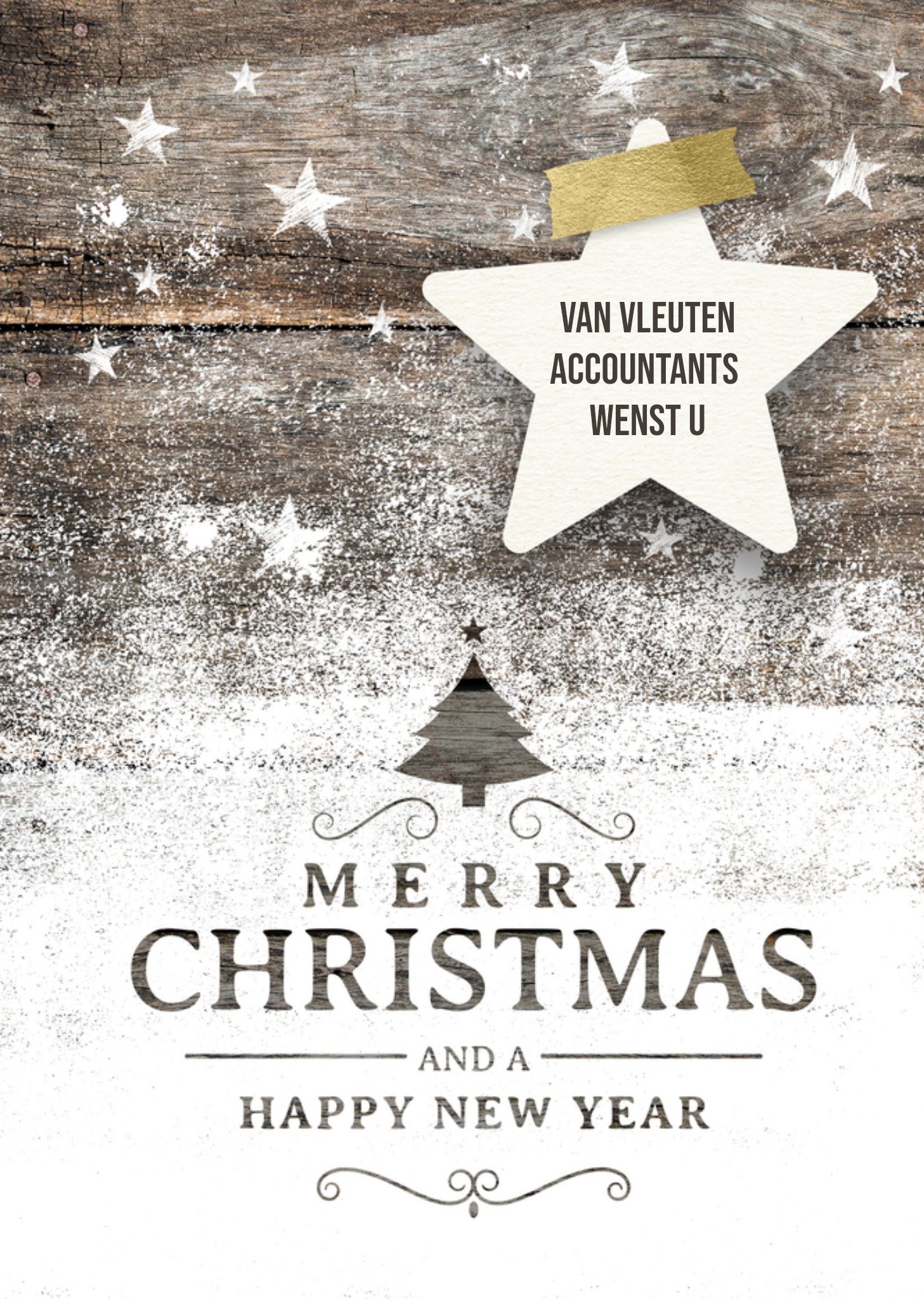 Kerstkaart ster merry christmas Luckz