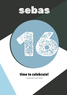 Geometrisch Typografisch 16e Verjaardag Kaart
