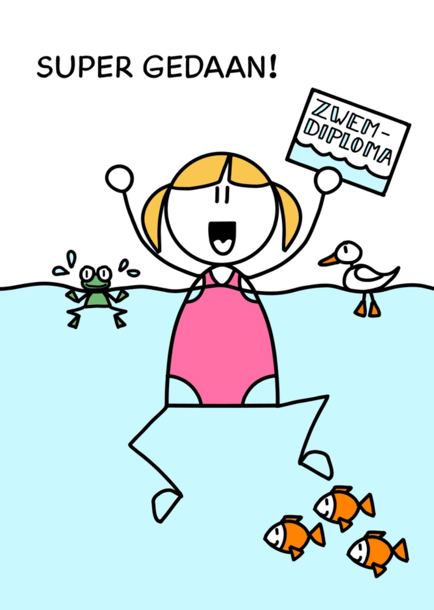 Zwemdiploma kaart illustratie Kaart YH Tekent
