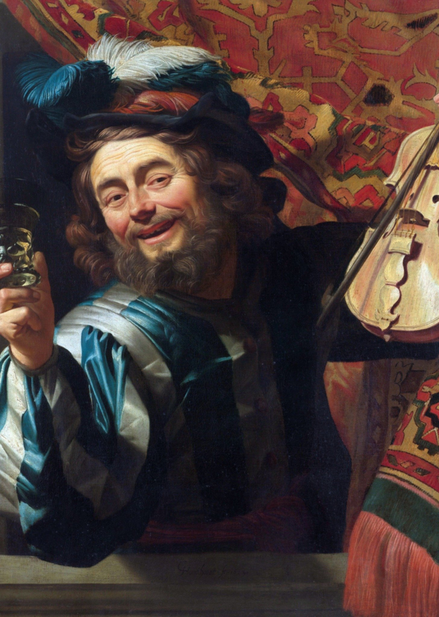 Kunstkaart Vrolijke vioolspeler Kaart Klaas de Jong