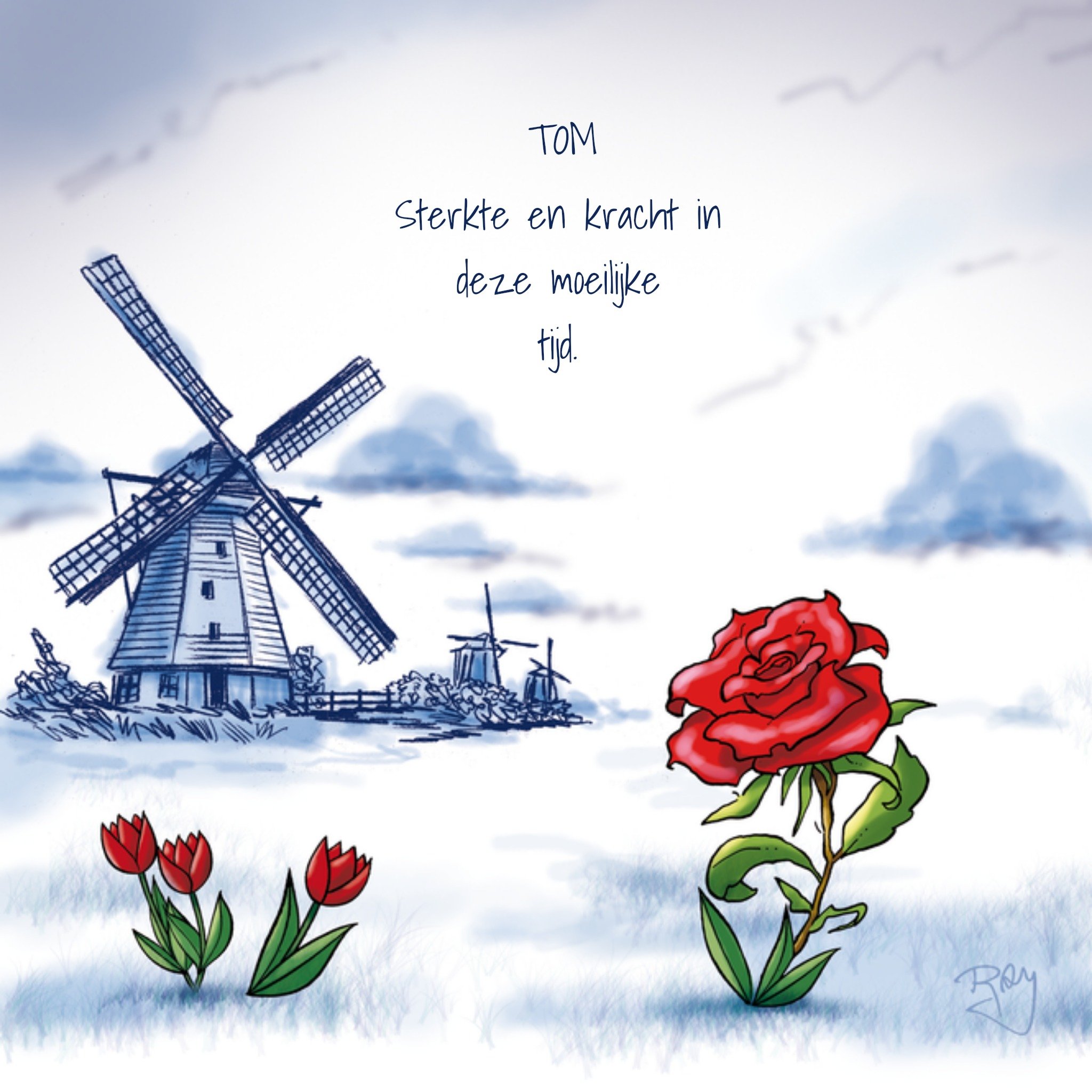 Condoleancekaart Sterkte Vierkante Kaart Old Dutch