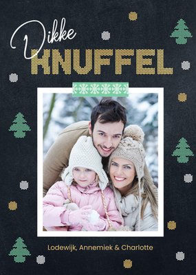 Dikke Knuffel Gebreid Patroon Foto Upload Kerstmis Kaart