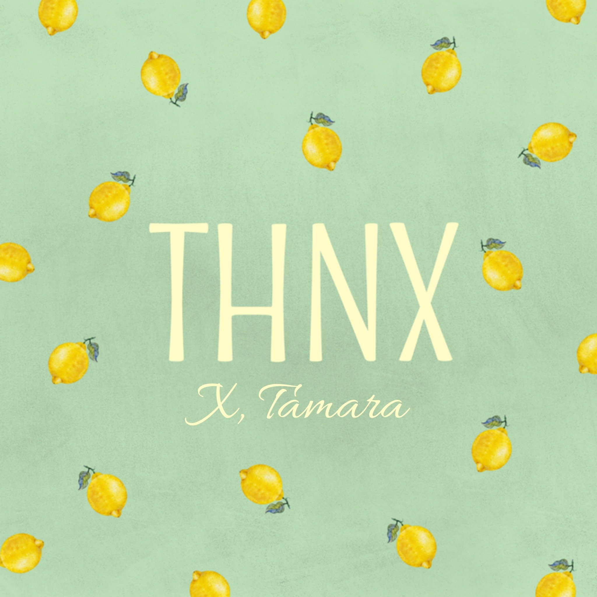 Bedanktkaart THNX citroenen Vierkante Kaart Luckz