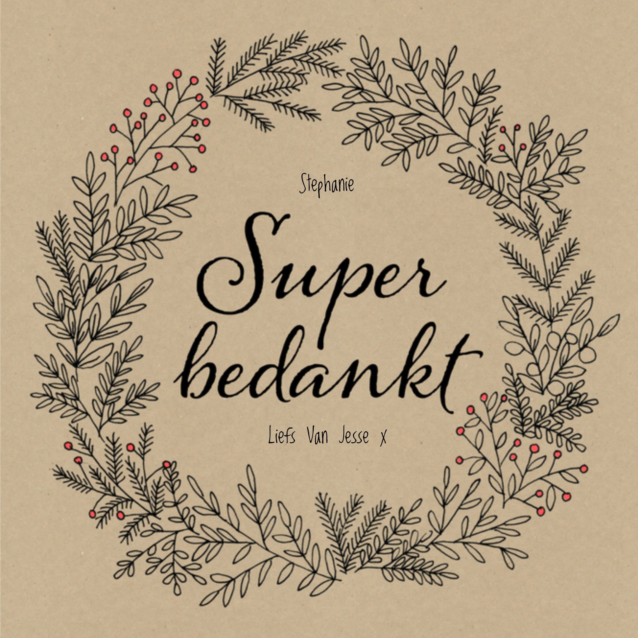 Greetz Kerstkaart Krans Vierkant