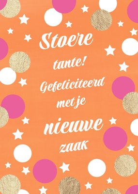 Gefeliciteerd Met Je Nieuwe Zaak Polka Dot Typografisch Tante Kaart