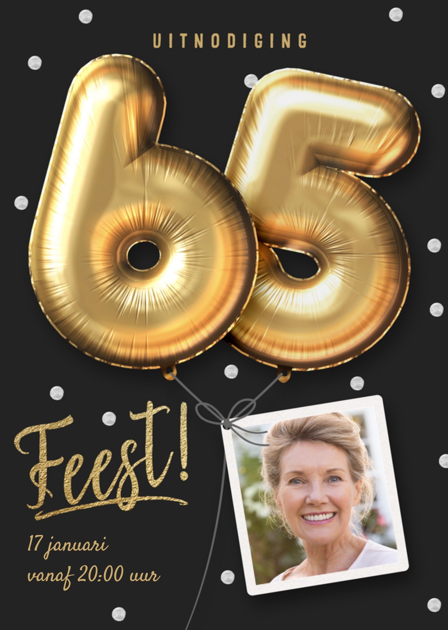 Uitnodiging Verjaardagsfeest 65 jaar Kaart Luckz