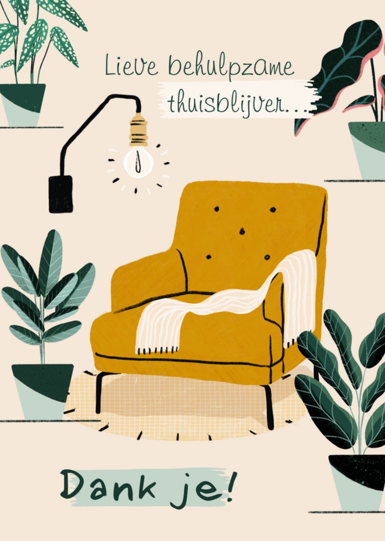 Bedankt thuisblijvers stoel huis Kaart Greetz