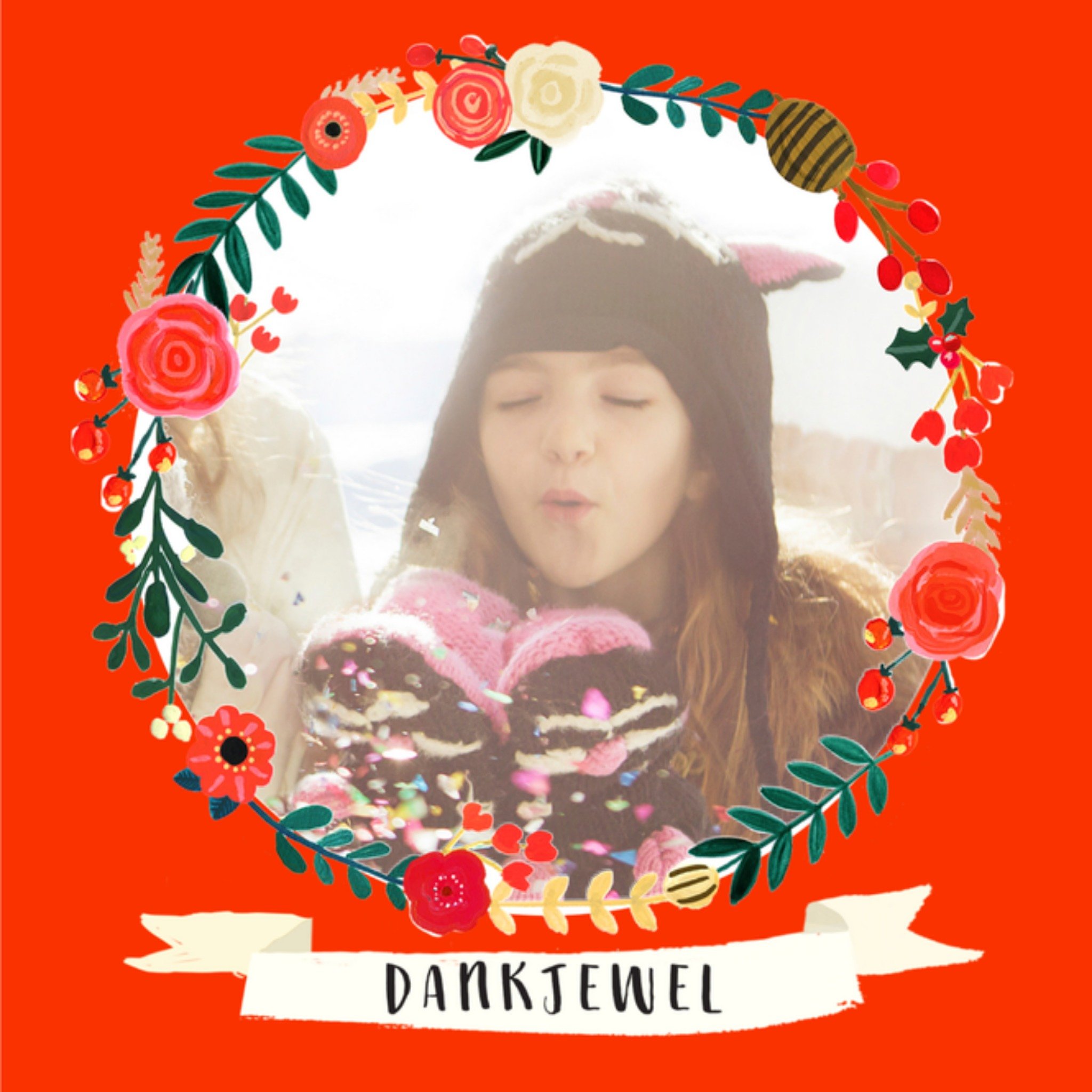 Greetz Kerstkaart Vrolijk Rood Foto Vierkant