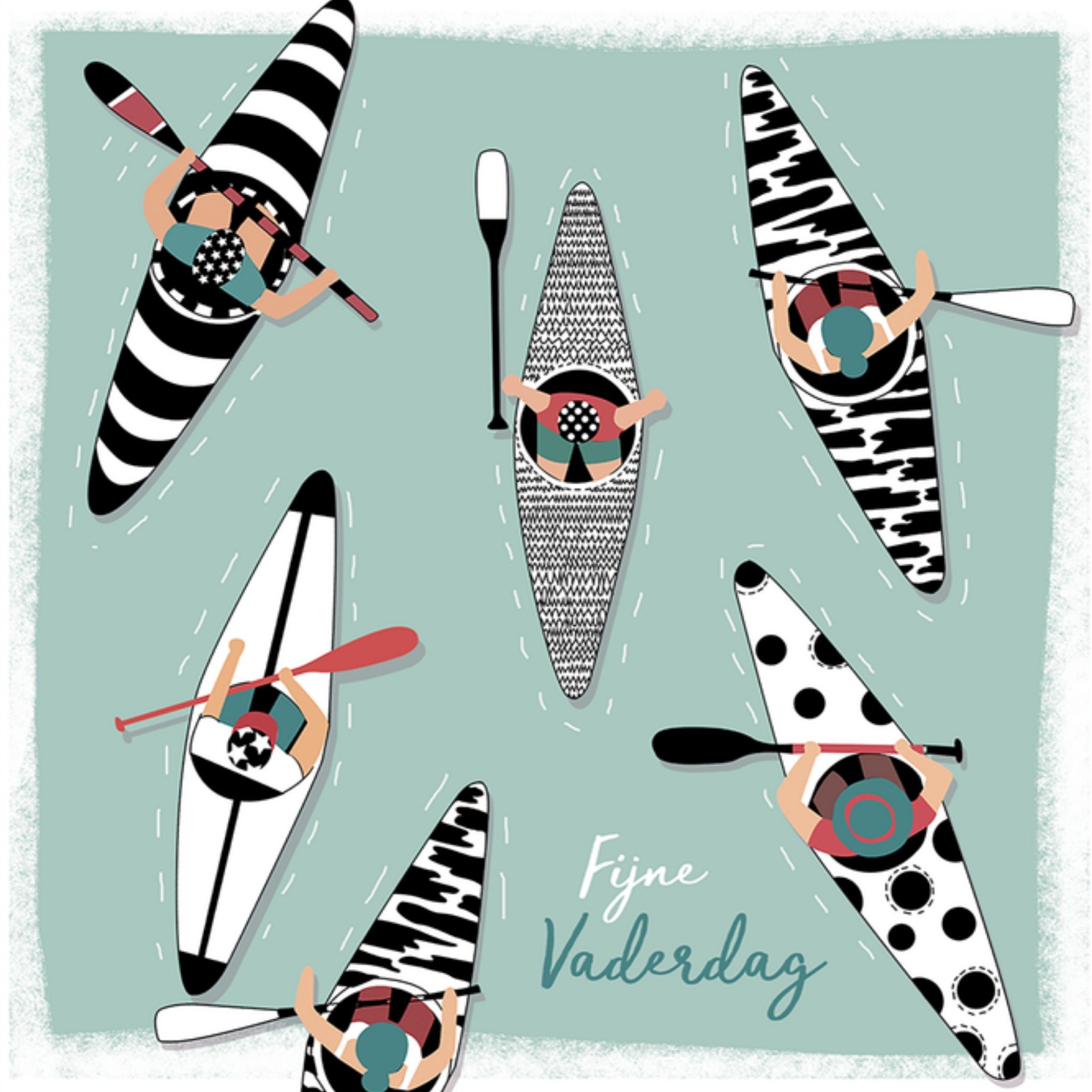 Paperclip Vaderdagkaart Geïllustreerde kajakkaart Vierkante Kaart Greetz