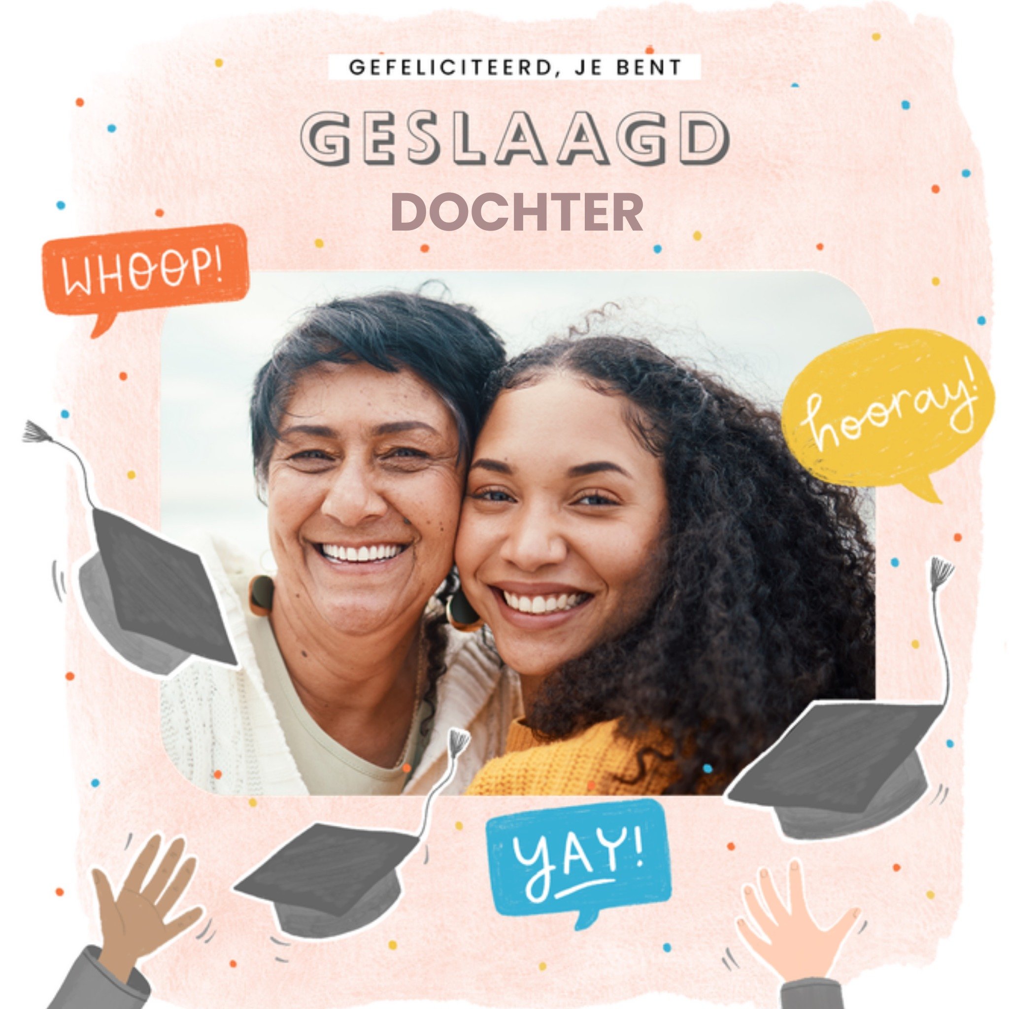 Greetz Geslaagdkaart Gefeliciteerd je bent geslaagd dochter Vierkant