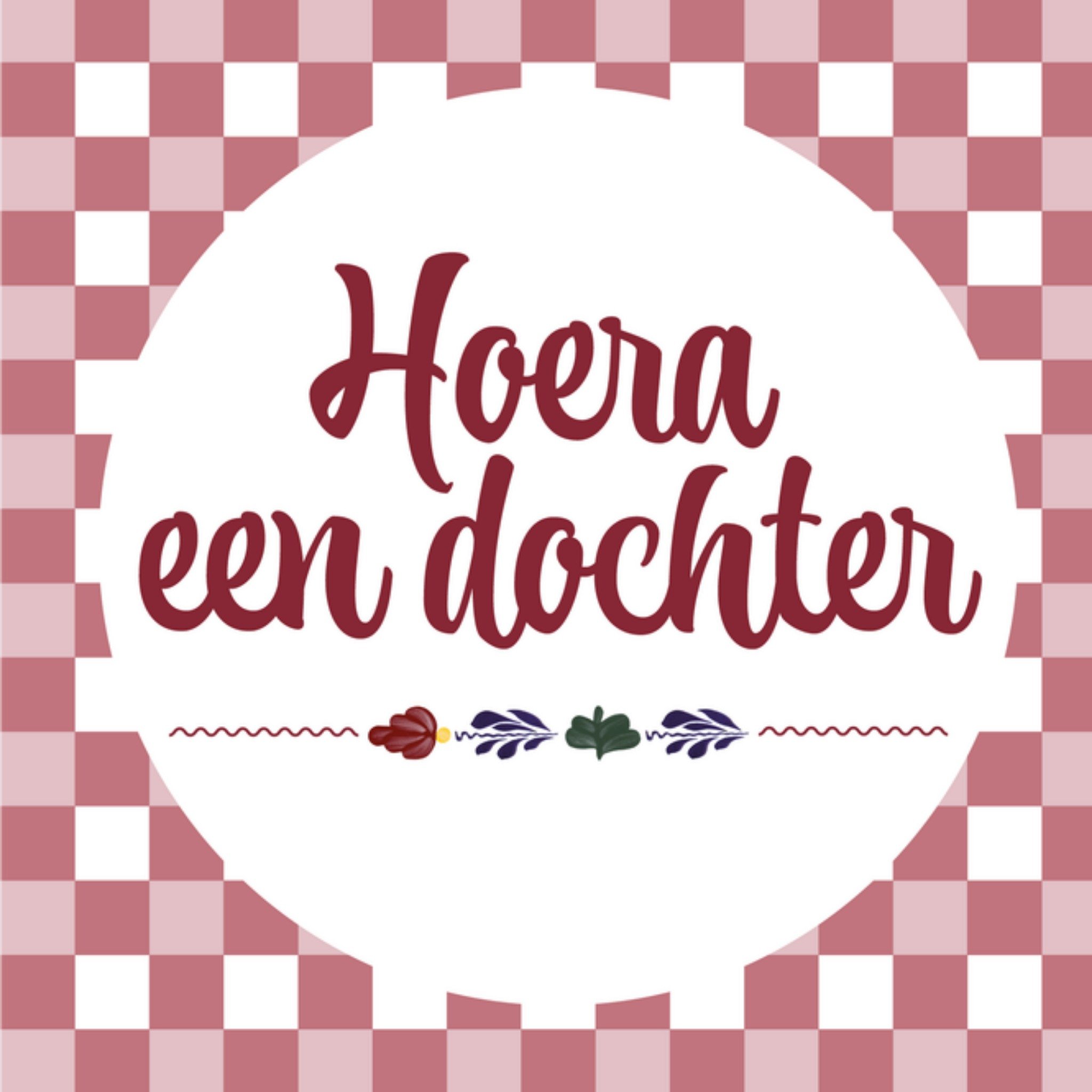 Geboortekaart Dochter Vierkante Kaart Boerenbont