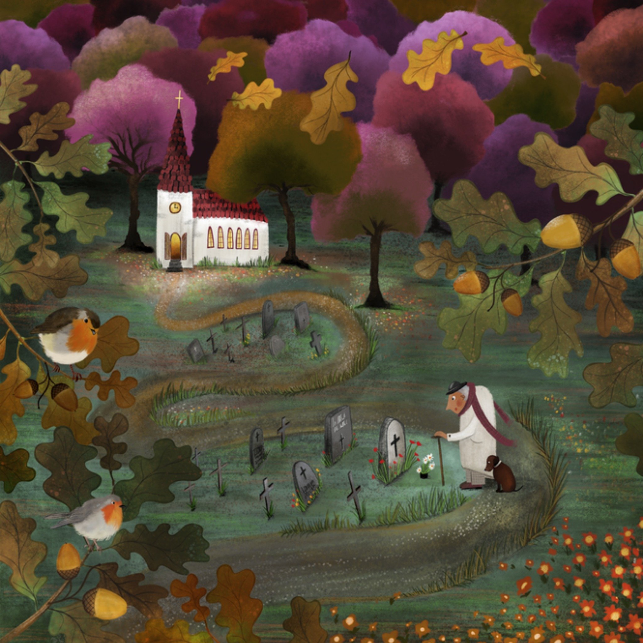 Patricia Hooning Condoleancekaart Herfst Roodborstje Vierkante Kaart Fishuals