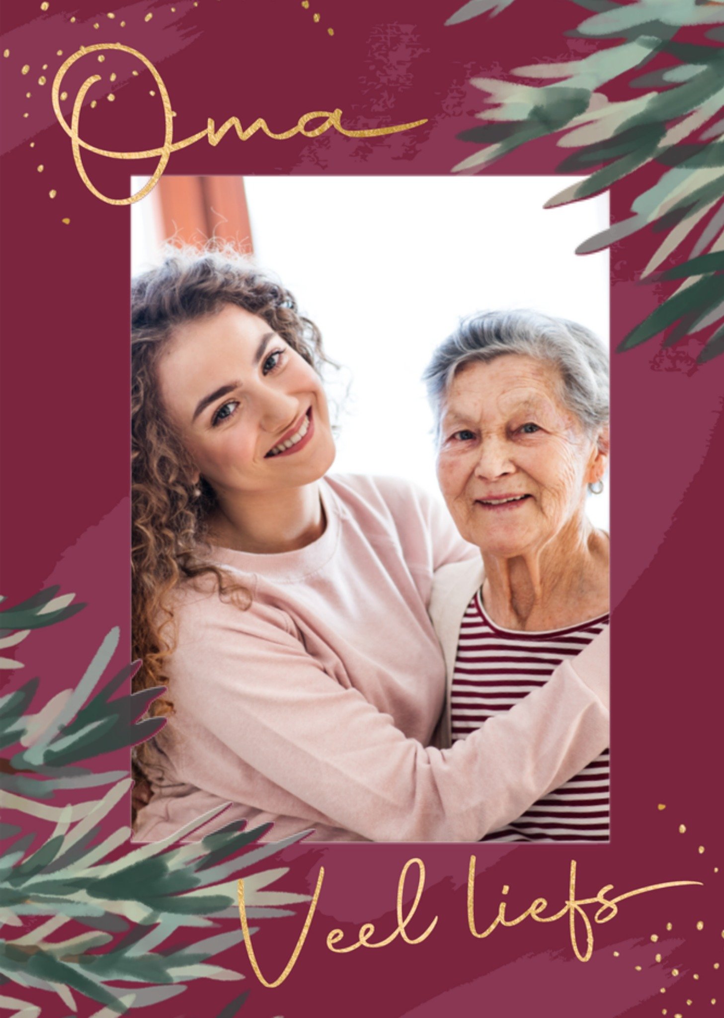 Kerstkaart Met foto Veel liefs Oma Greetz