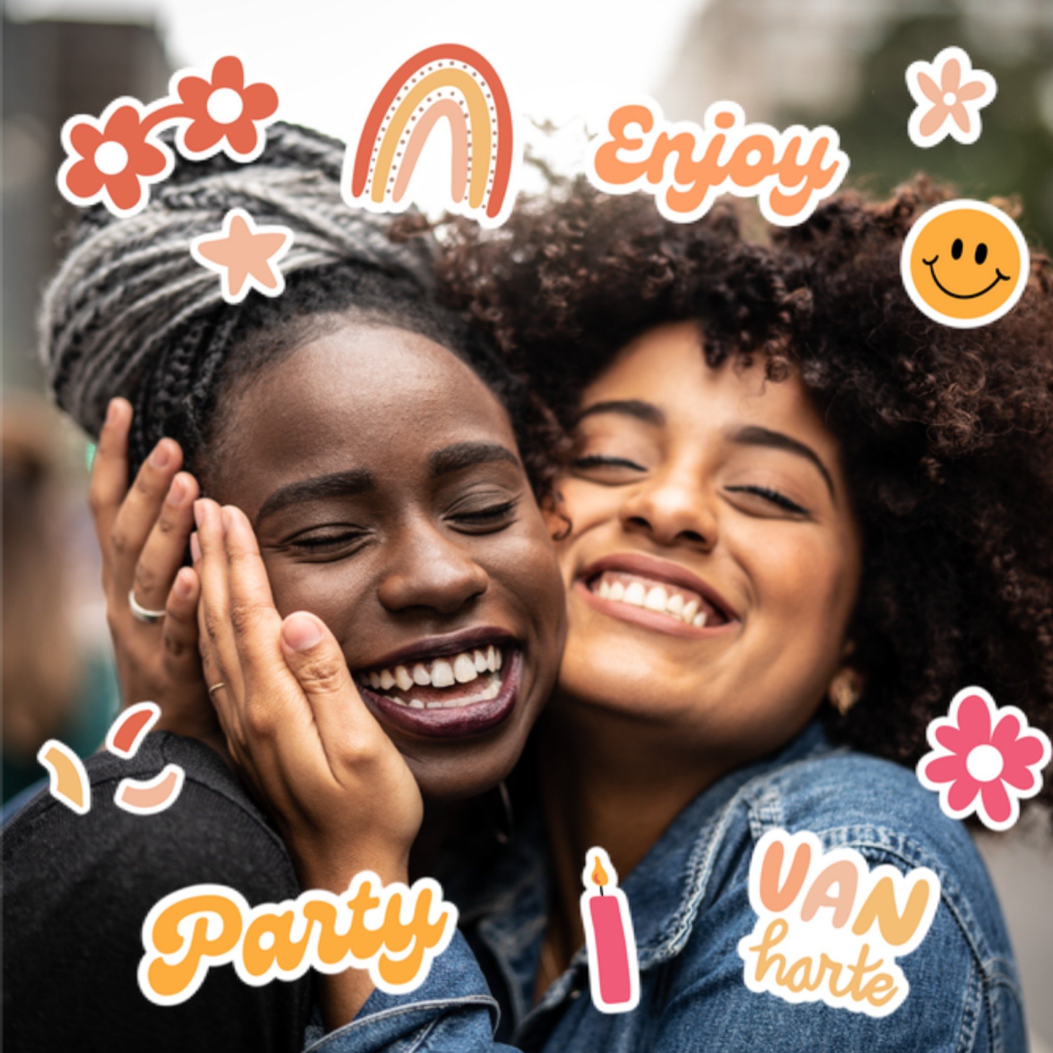 Greetz Verjaardagskaart Met foto Stickers Vierkant