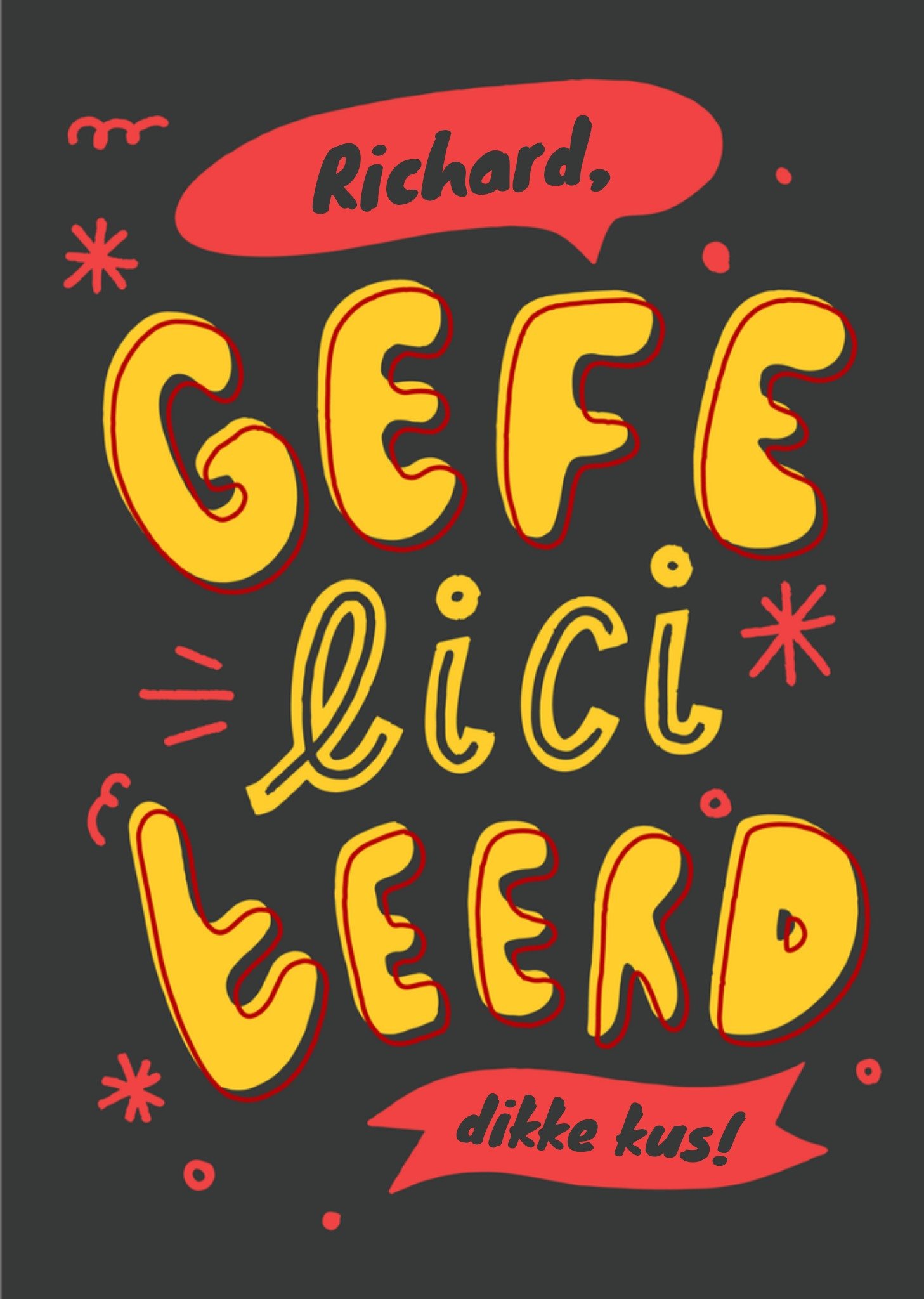 Verjaardagskaart Met naam Typografisch Kaart Greetz