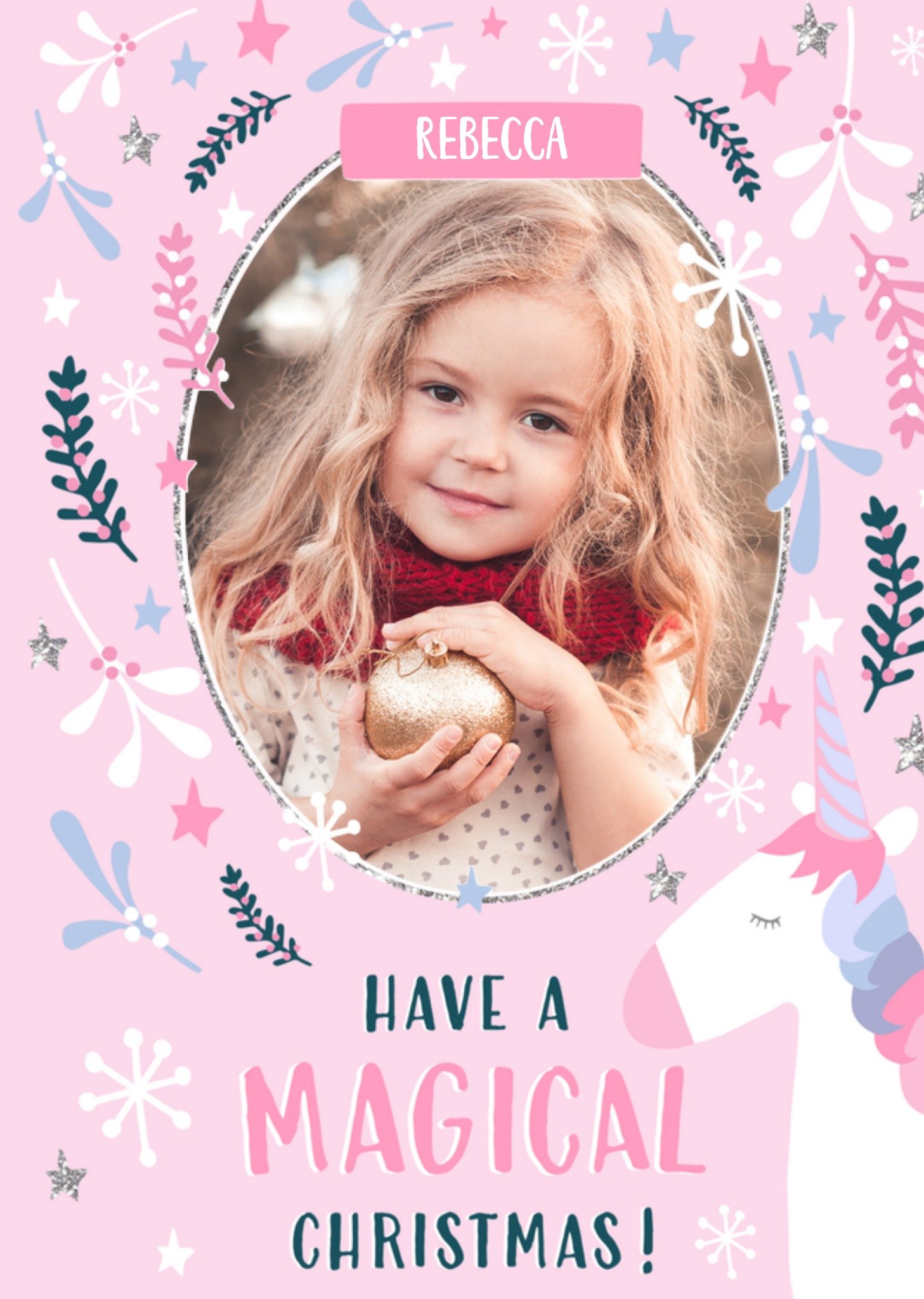 Kerstkaart met foto en naam Greetz