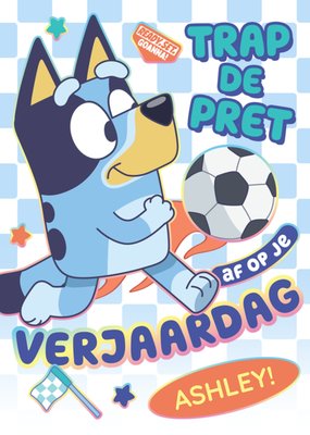 Bluey Trap De Pret Af Voetbal Verjaardagskaart