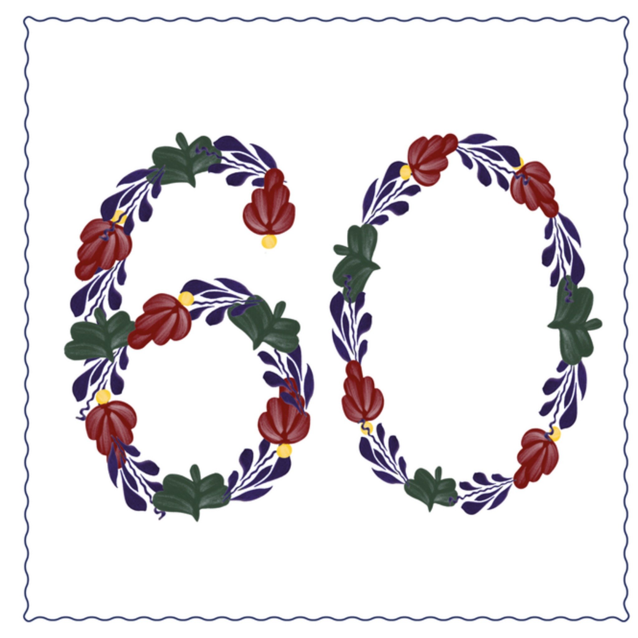 Verjaardagskaart 60 Vierkante Kaart Boerenbont