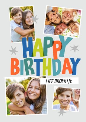 Lief Broertje Kleurrijk Collage Foto Upload Verjaardag Kaart