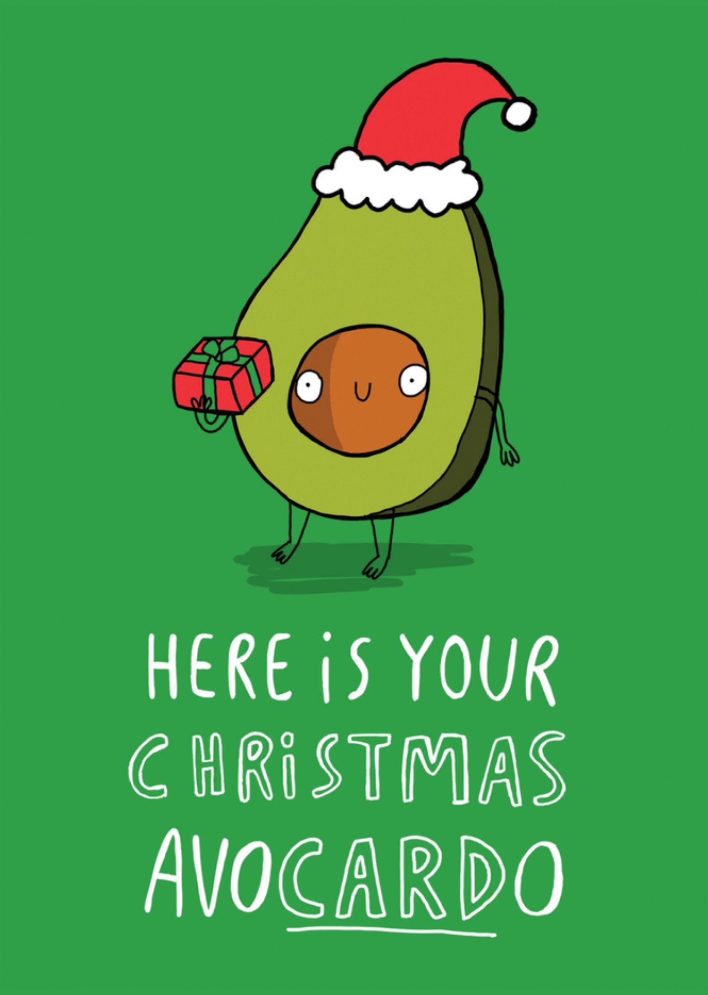 Katy Abey Design Kerstkaart grappig avocado Katie Abey Design