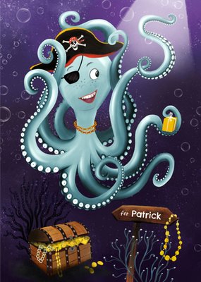 Geïllustreerde Piratenoctopus Kaart