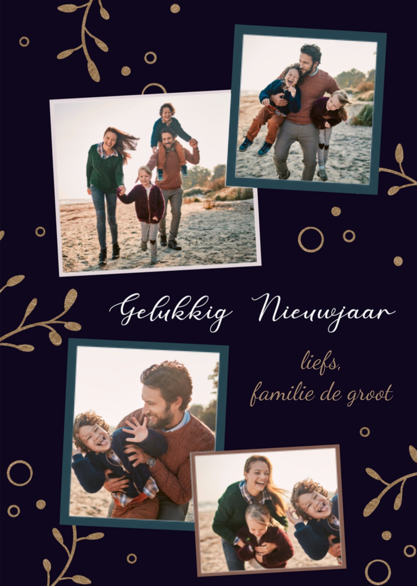 Greetz Nieuwjaarskaart Familie Met fotos Standard Card