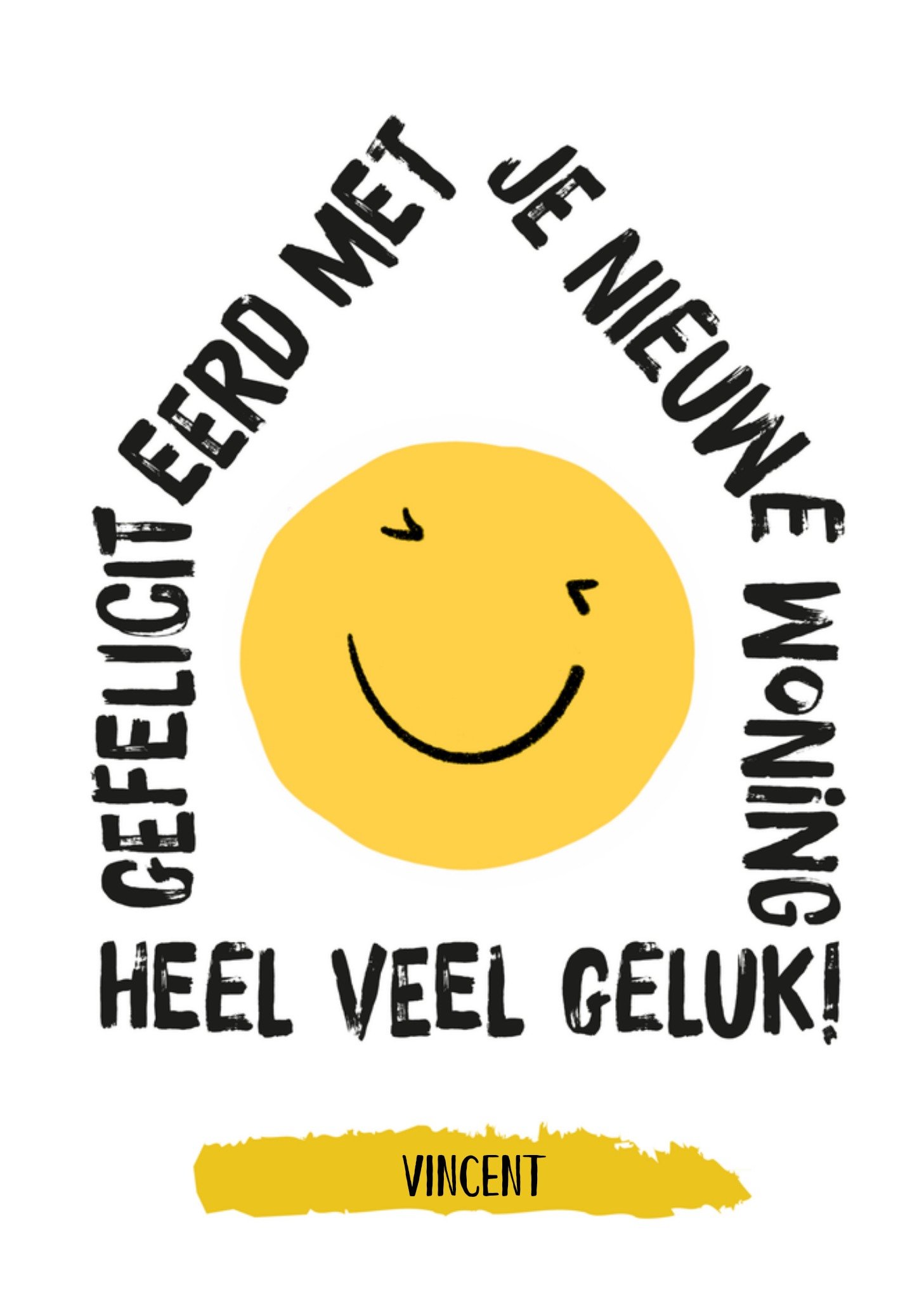 Nieuwe woning kaart met aanpasbare naam Greetz