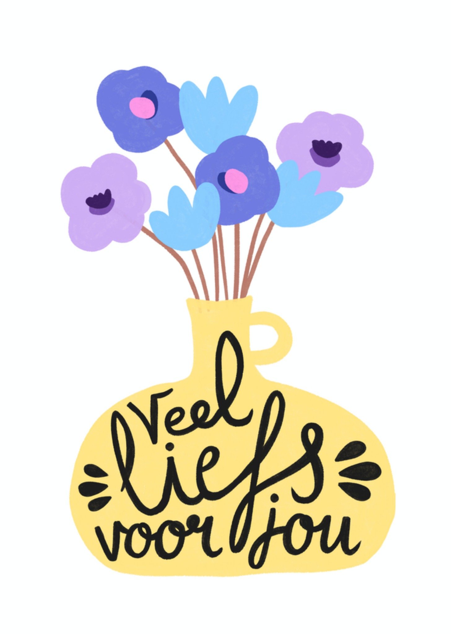 Denken aan kaart illustratie bloemen Kaart Greetz