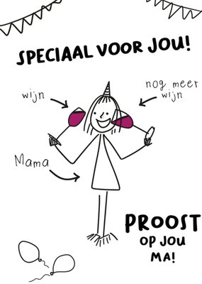 Liefs Jansje | Verjaardagskaart | Kindertekening | Mama