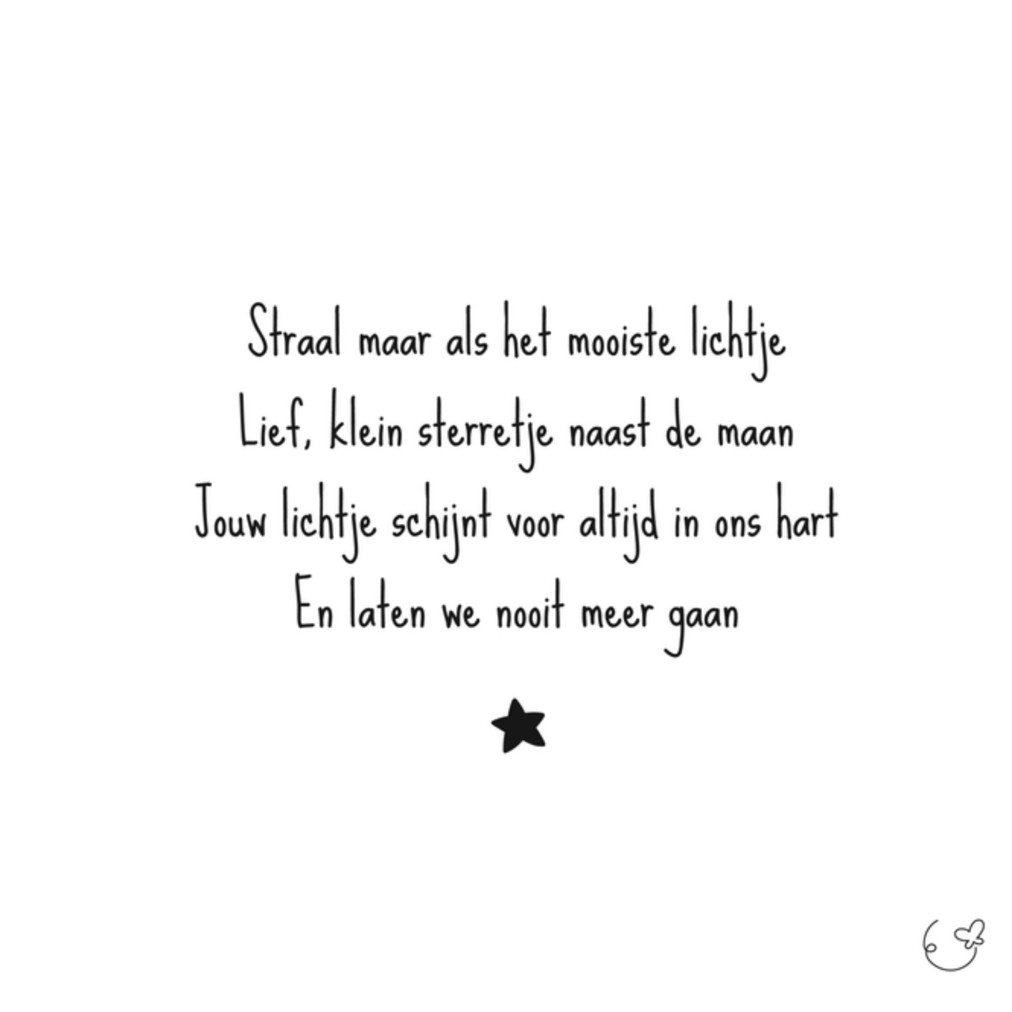 Kleine Vlindervoetjes Condoleancekaart ster Vierkant