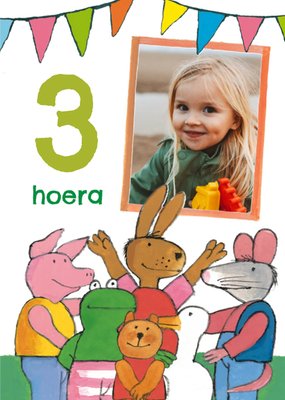 Kikker En Vriendjes Geïllustreerd Foto Upload 3e Verjaardag Kaart