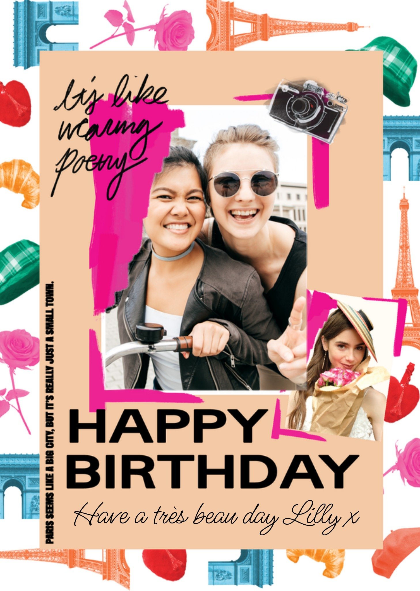 Verjaardagskaart Met foto Kaart Emily in Paris