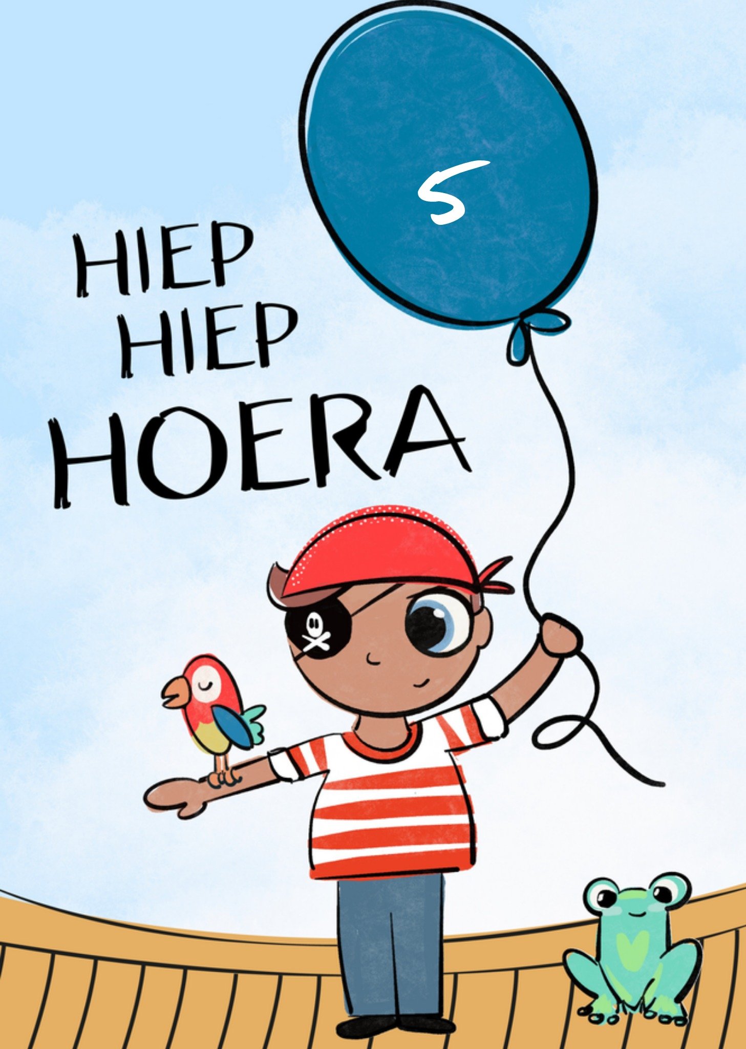 Verjaardagskaart piraat met leeftijd Kaart Greetz