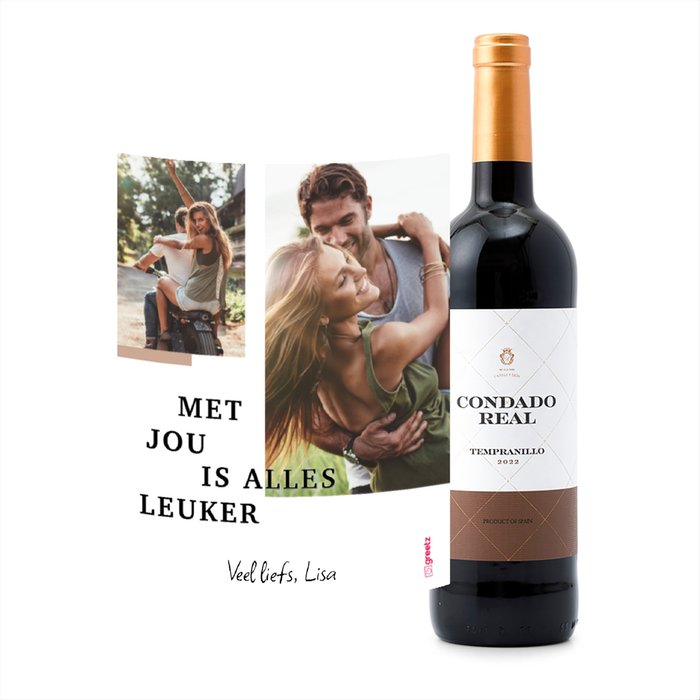 Condado Real | Tempranillo Tinto | Love met eigen foto & tekst | 750 ml