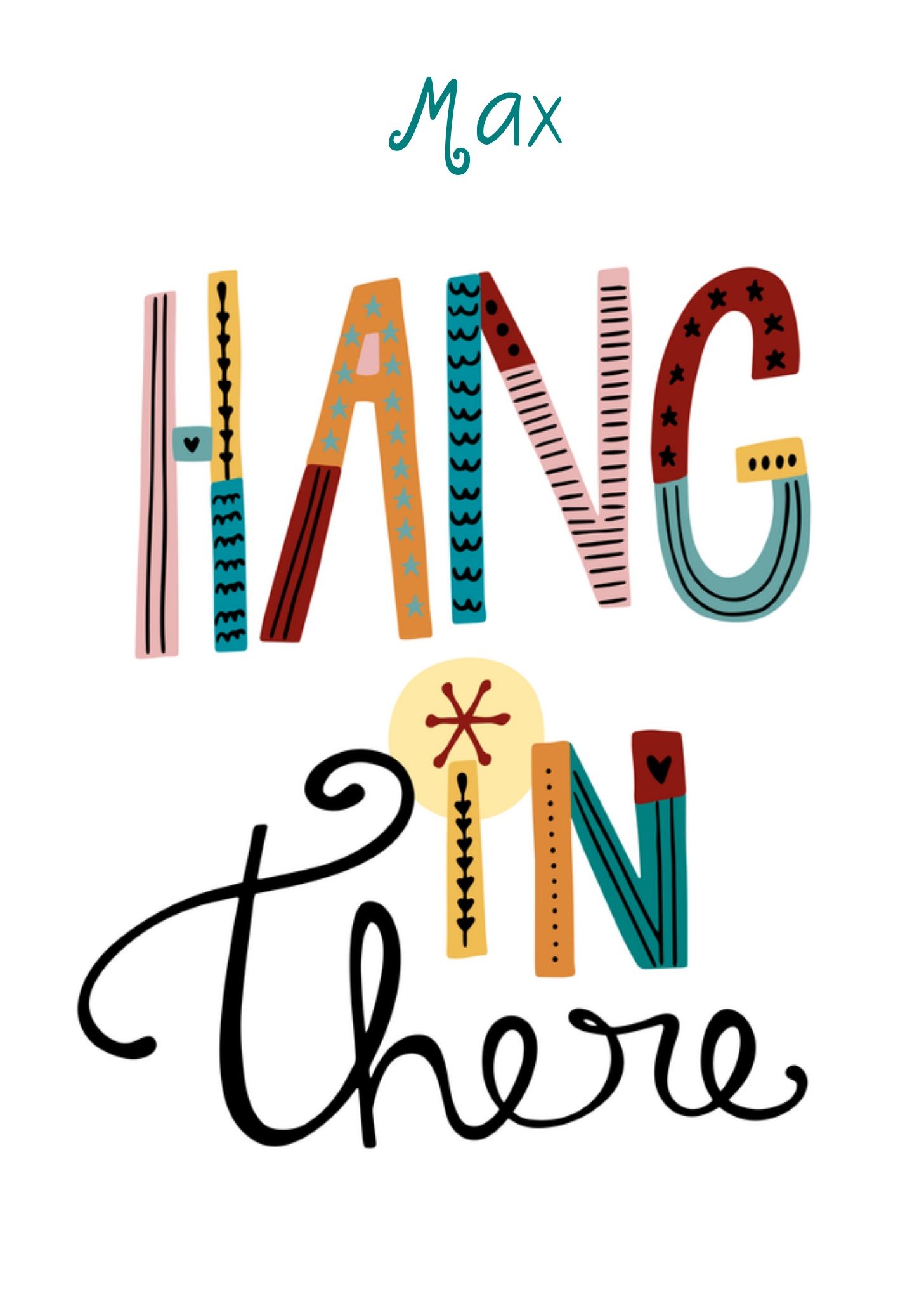 Sterkte kaart Hang in there Typografie Kaart Funny Side Up