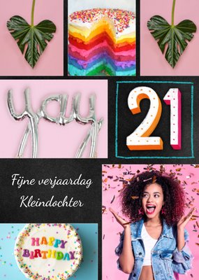 Krijtbord Collage Kleindochter 21e Verjaardag Kaart