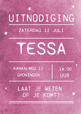 Roze Textuur Typografisch Uitnodiging Kaart