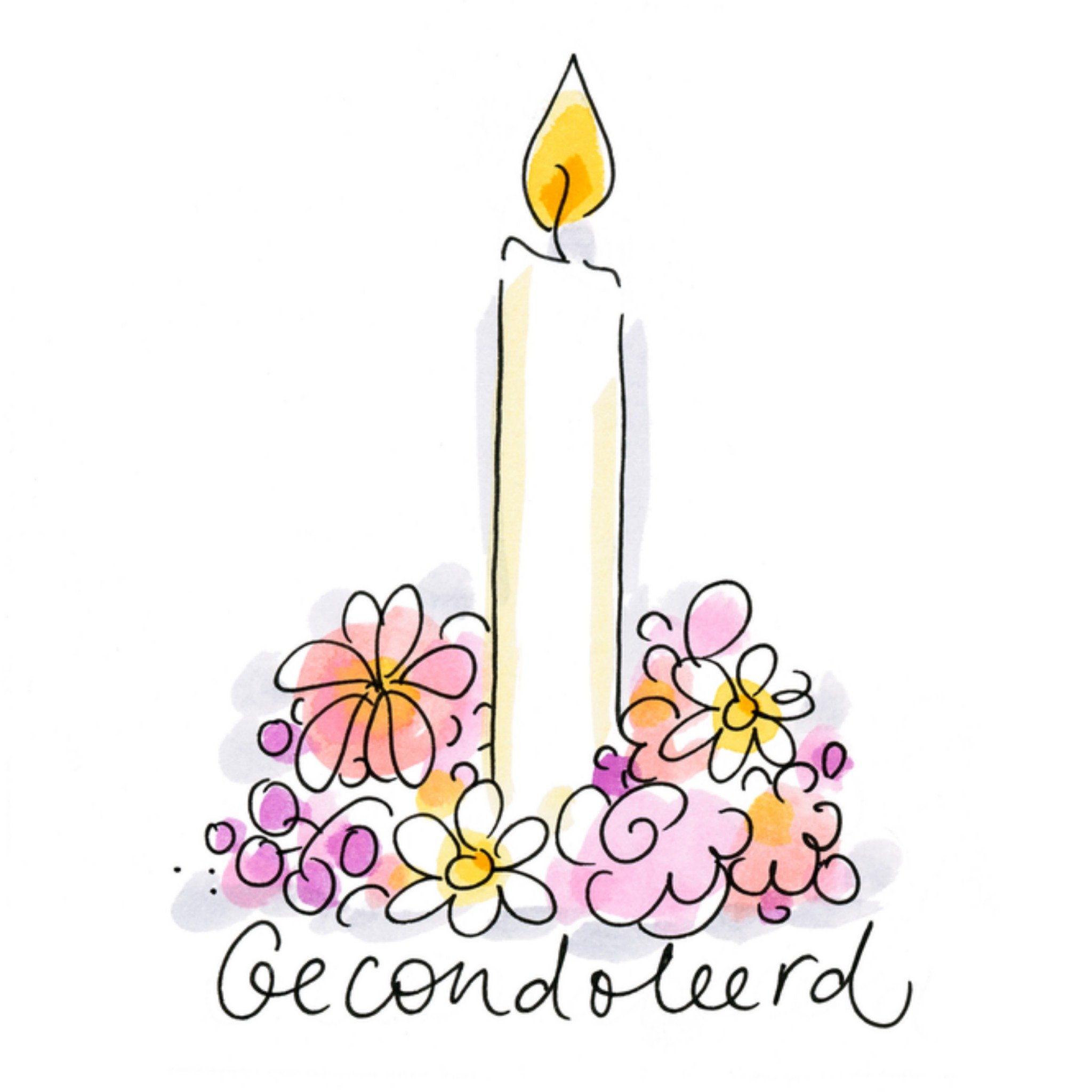 Condoleancekaart Kaars Vierkante Kaart Blond Amsterdam