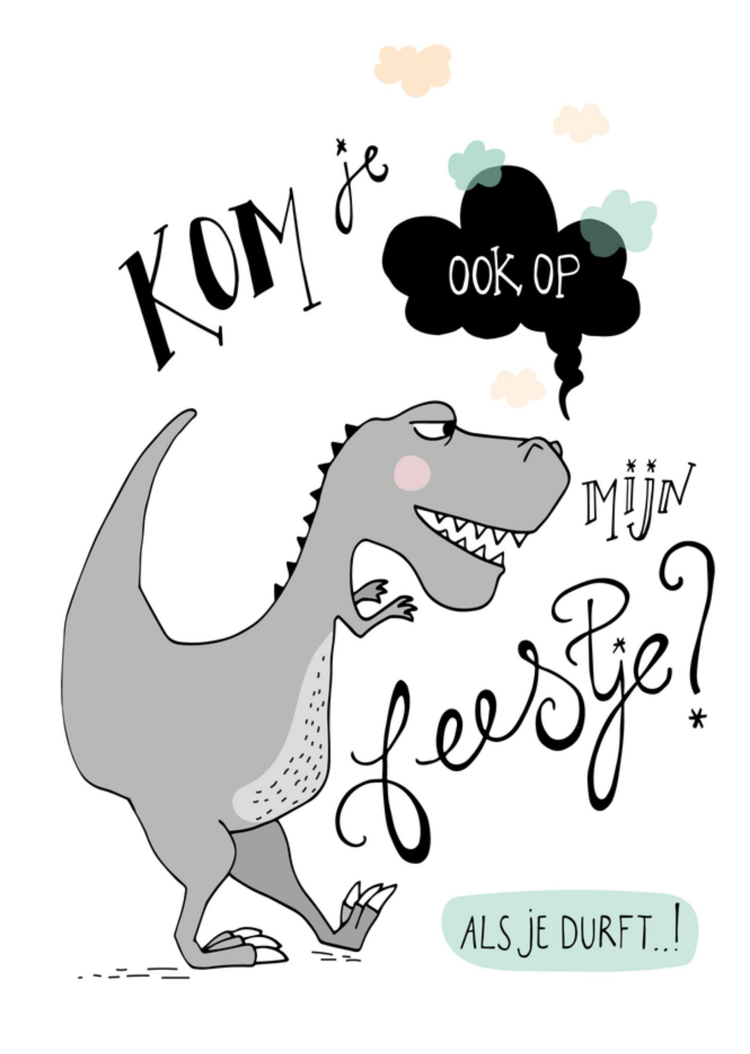 Funny Side up Kinderfeestje dino Kaart Funny Side Up