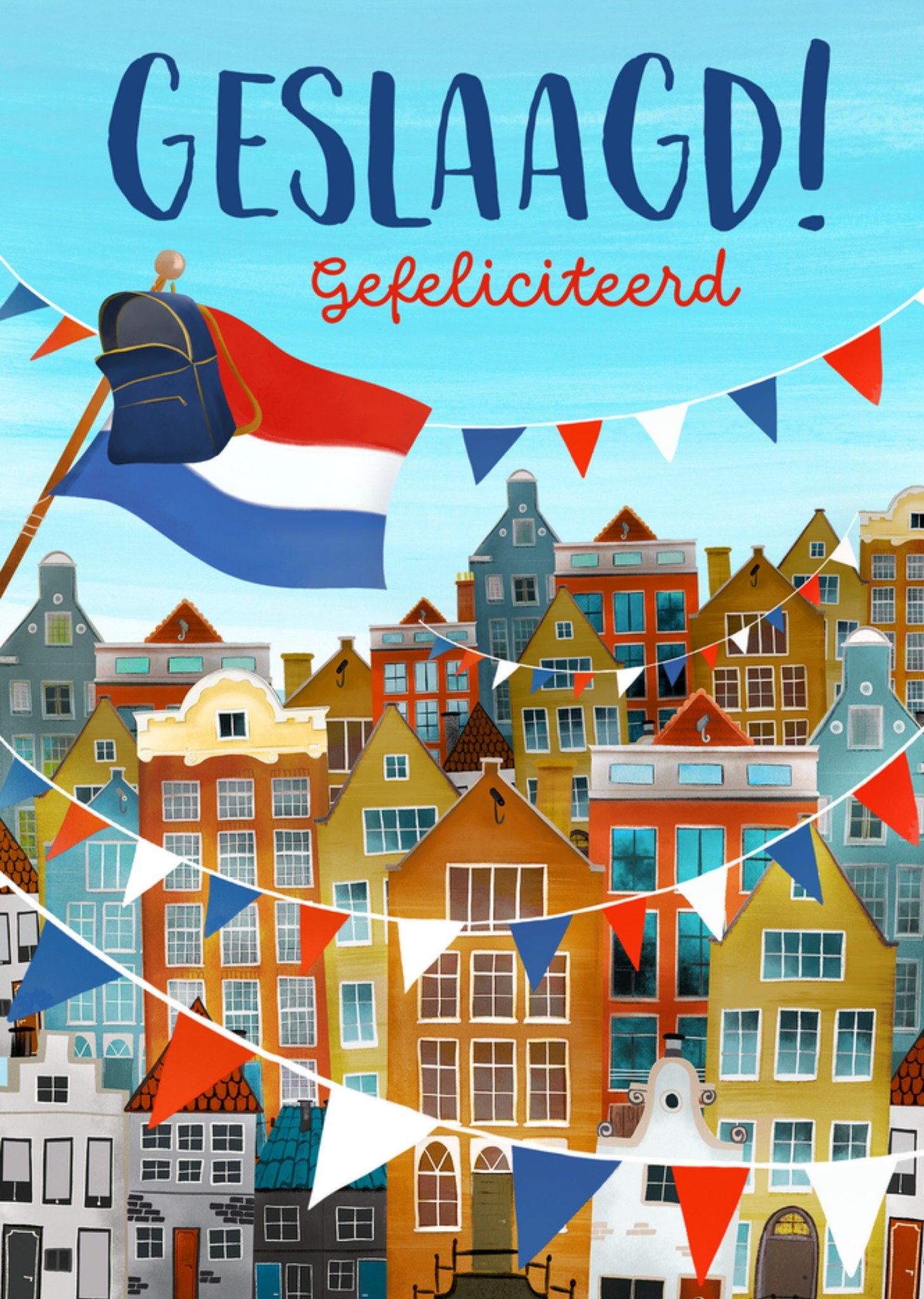 Geslaagdkaart Gefeliciteerd Nederlands thema Kaart Fishuals
