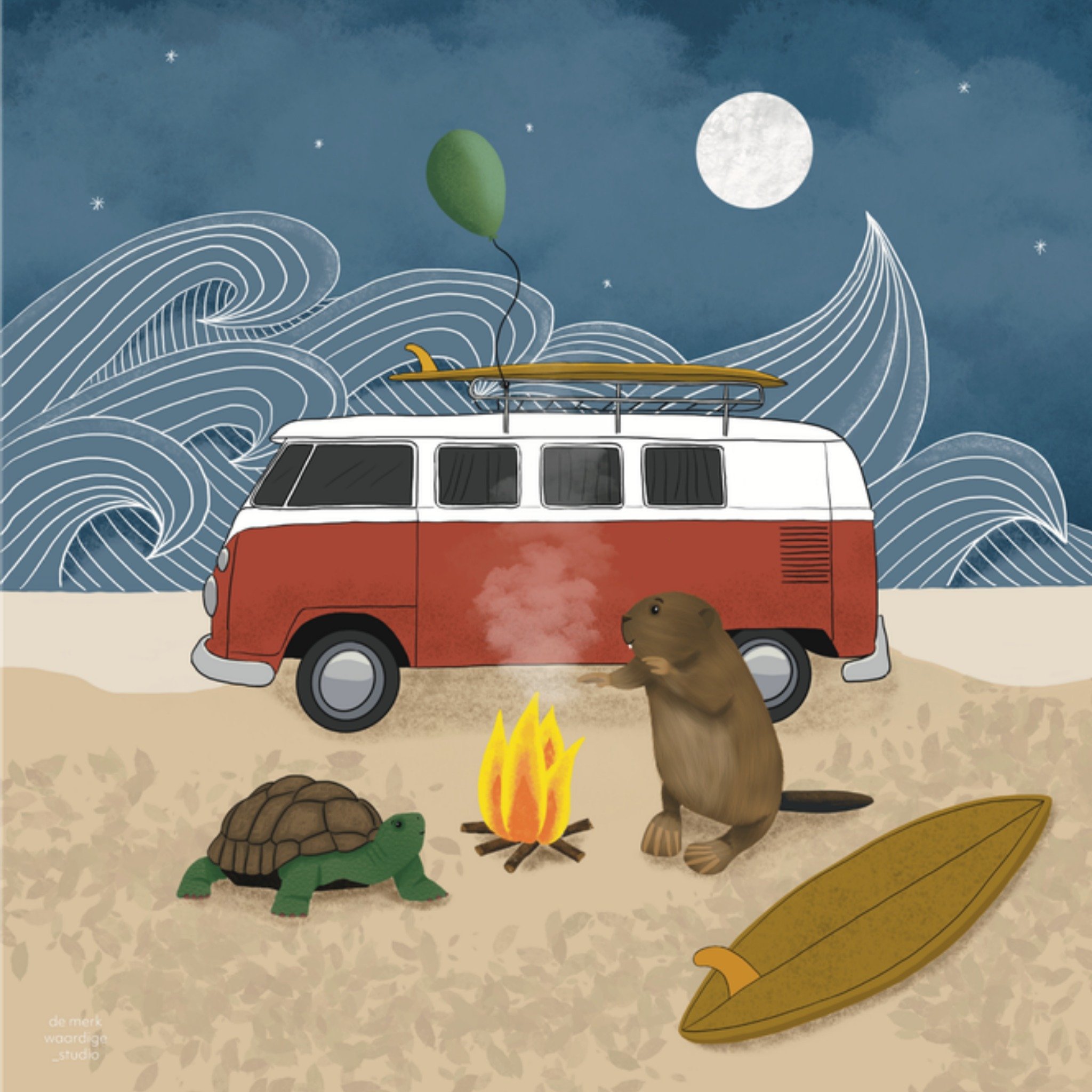 De Merkwaardige Studio Verjaardagskaart Kampvuur Vierkante Kaart De merkwaardige studio