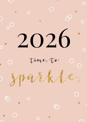 2026 Time To Sparkle Typografisch Nieuwjaar Kaart