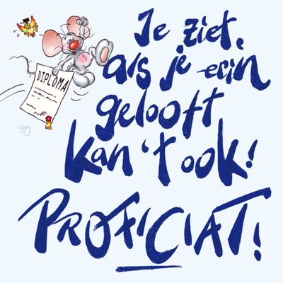 Doodles | Geslaagd kaart | proficiat | Muis